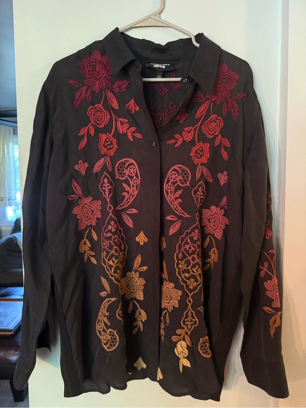 Johnny Was Workshop Black Button-Down Women's Top